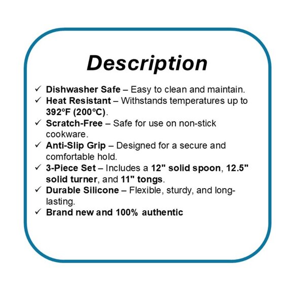 GREENPAN 3pc Spoon Turner Metal Core Silicone Utensils Set Black Heat Resistant - Picture 2 of 9